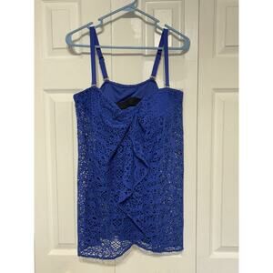 Lauren Ralph Lauren Royal Blue One Piece Swimsuit Lace Crochet Swing Flyaway 16w